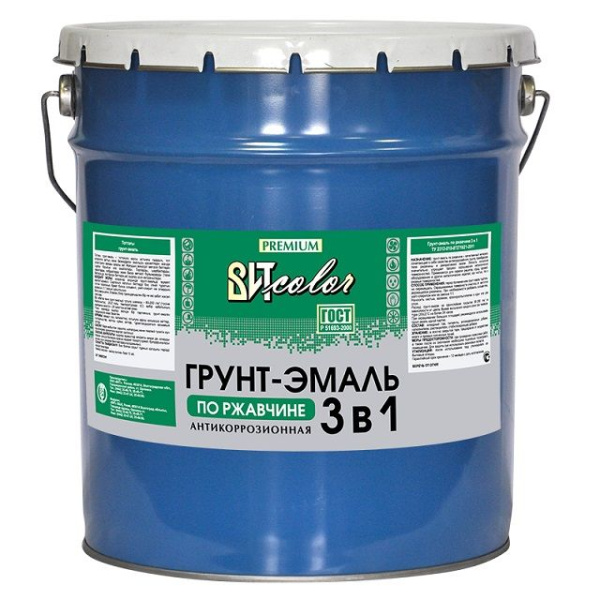 Грунт эмаль по ржавчине 3в1 темно-серая 20кг глянец Вит Color