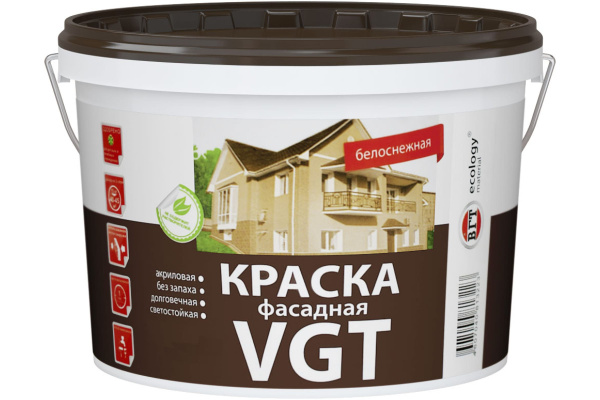 Краска ВГТ ВД-АК-1180 фасадная белоснежная 3,0кг